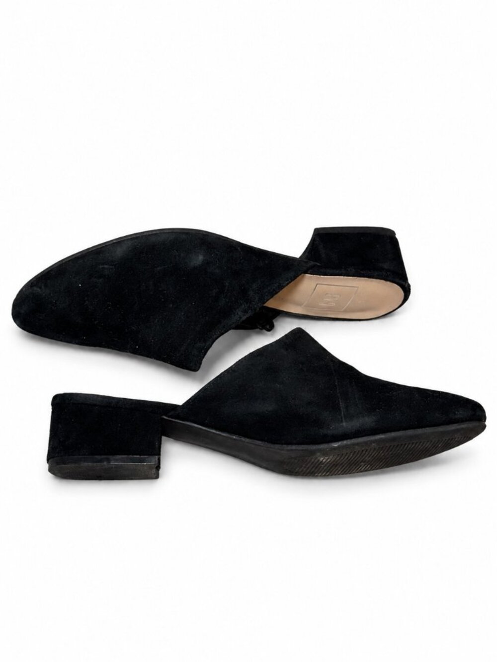 Gap Black Suede Block Heel Mules Size 6